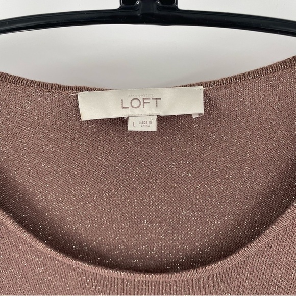 Loft Rose Gold Metallic Thread Zip Accent Banded Long Sleeve Cuffs Bottom - Picture 11 of 12